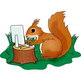 Squirrel at computer